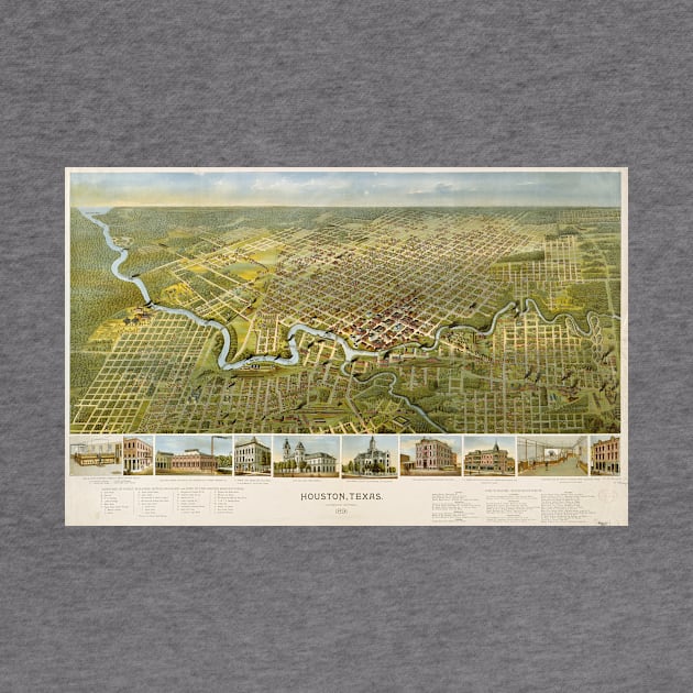 Vintage Map of Houston Texas (1891) by Bravuramedia